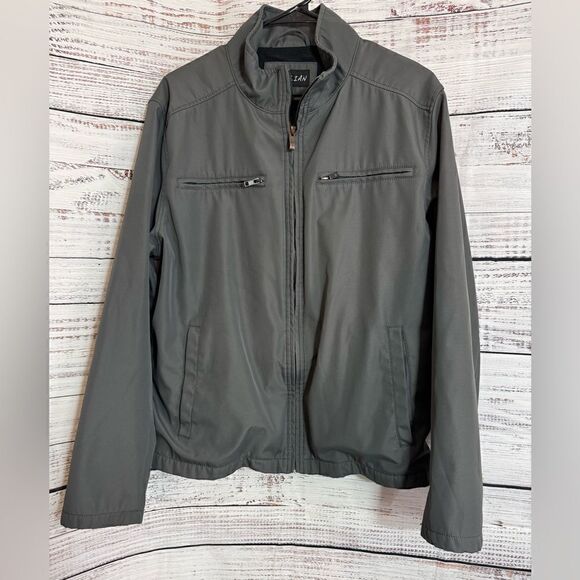 M. Julian Jacket Mens Size Large Bomber zip up Gray Y2K 90”s pockets Long Sleeve - Picture 1 of 10